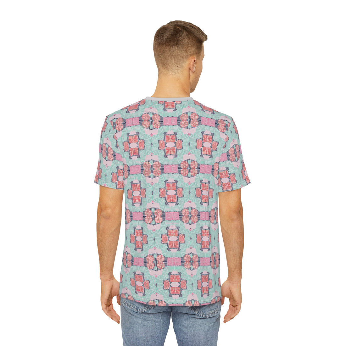 Slate Geometric Print Men's Polyester Tee (AOP)