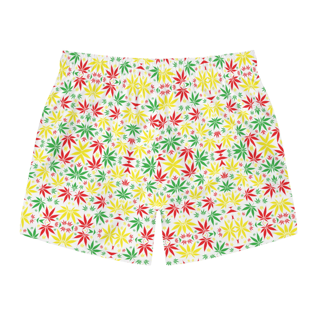 White Tropical Rasta Toned Swimming Trunks