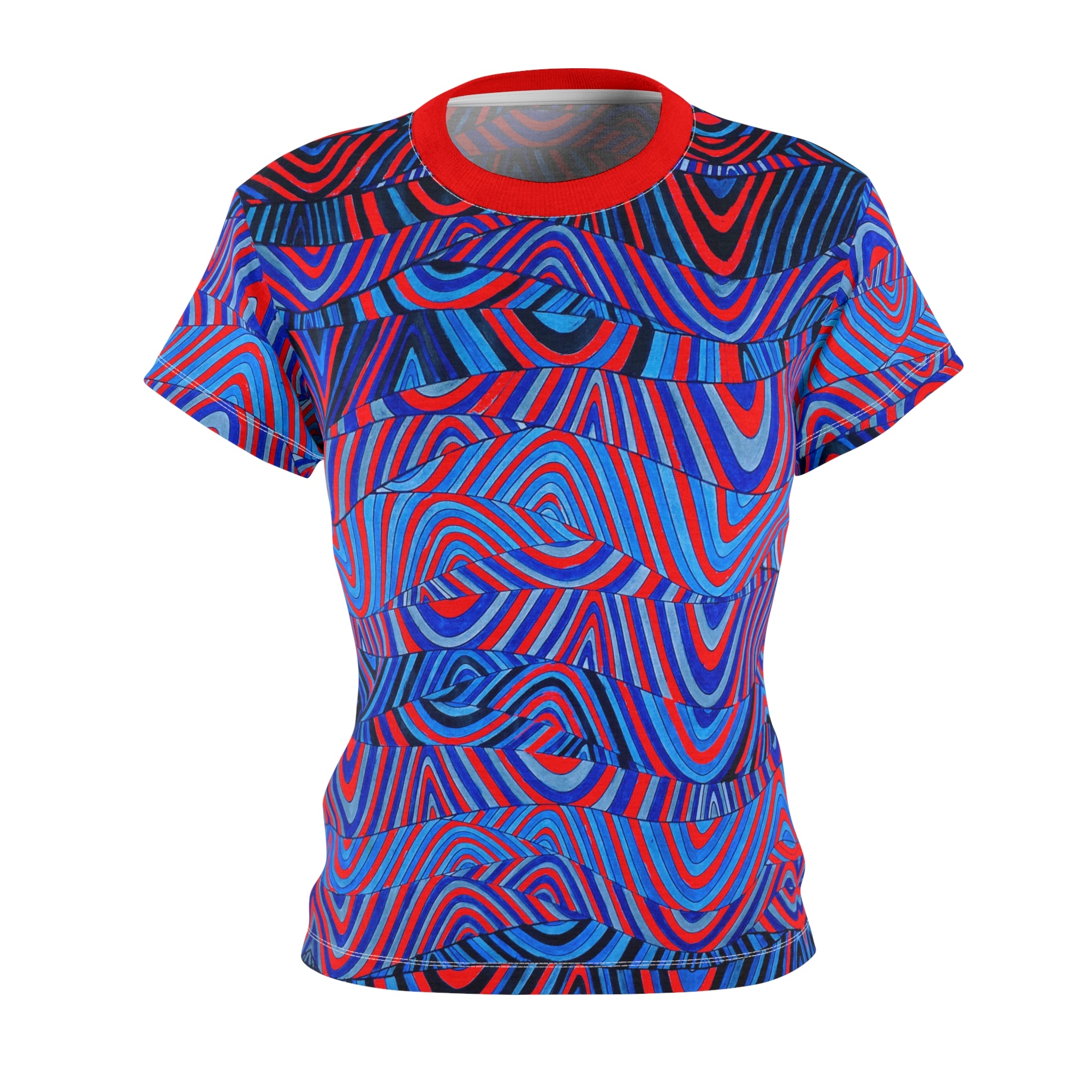 Red Sonic AOP Women's Cap Sleeves T-shirt