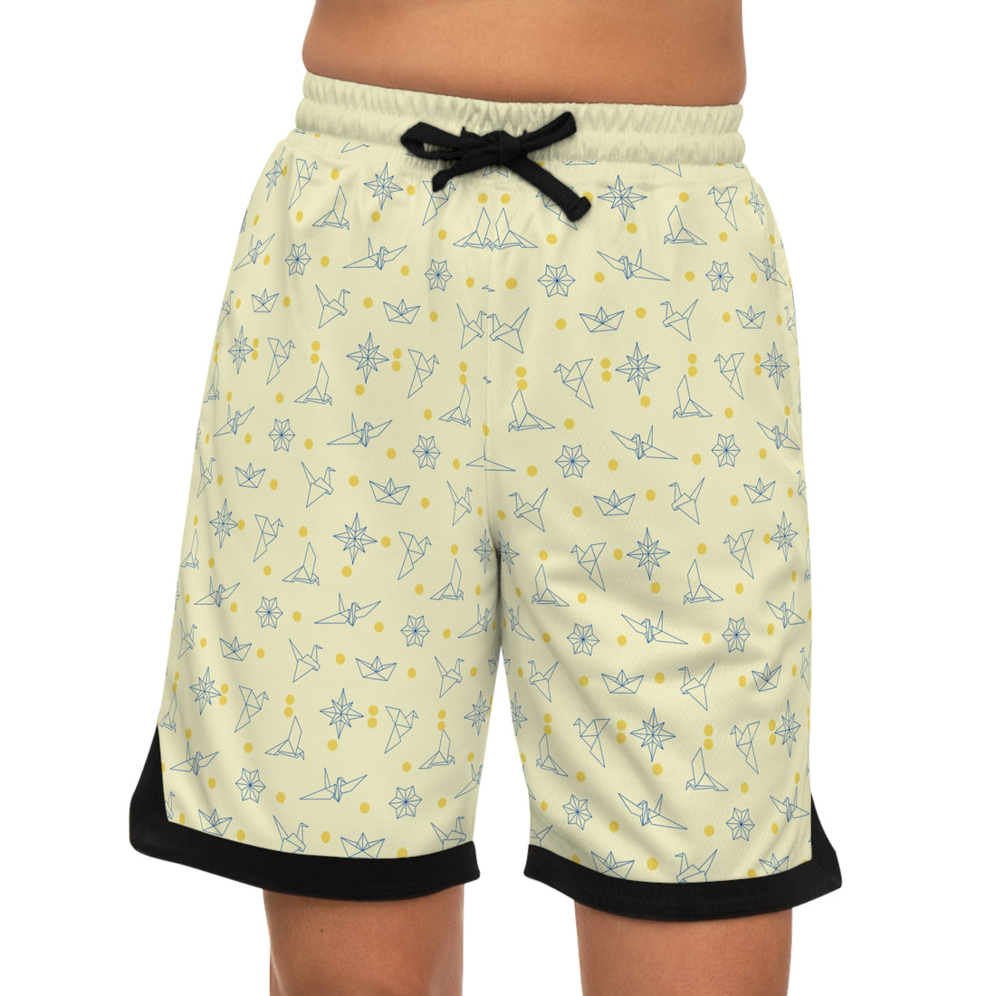 Cream Origami Basketball Rib Shorts (AOP)