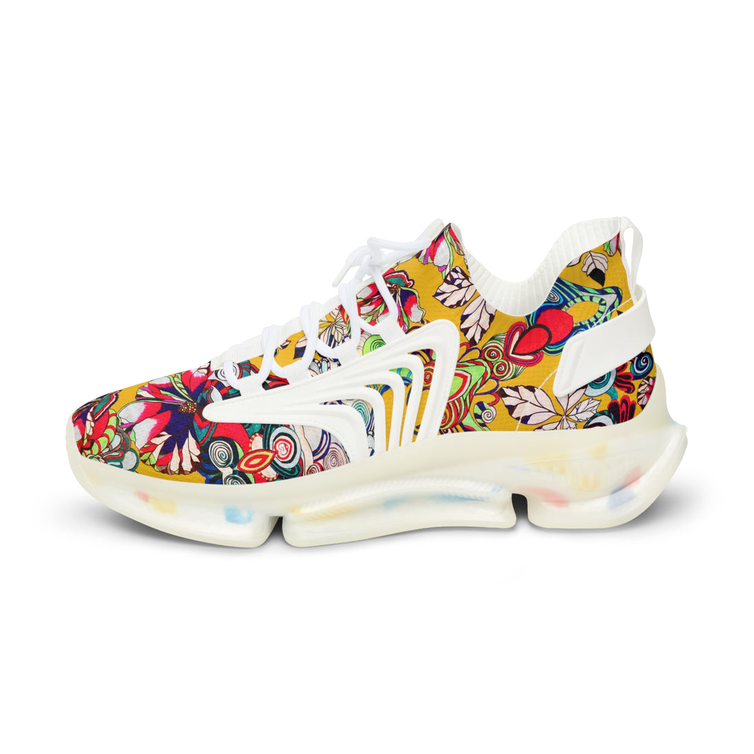 Yellow Floral Pop OTT Men's Mesh Knit Sneakers