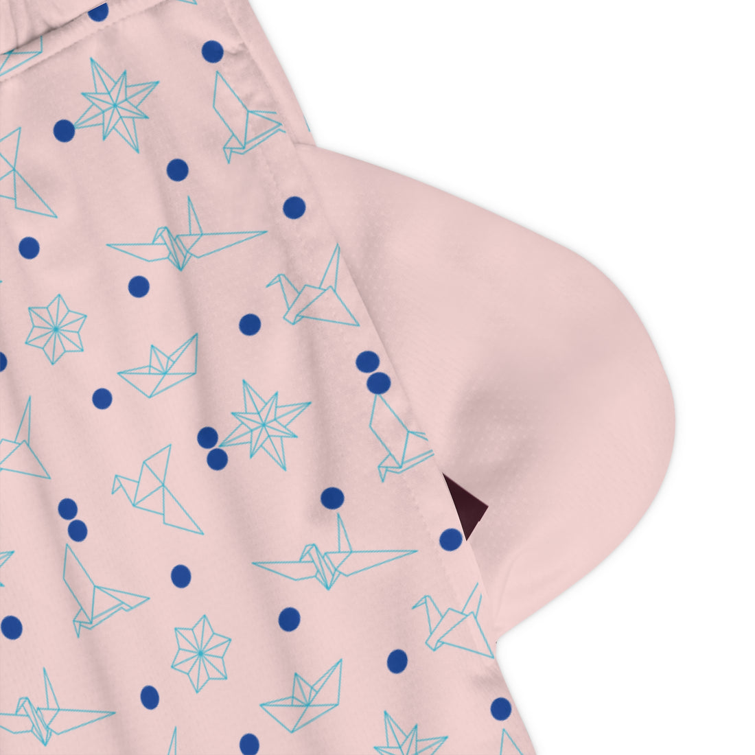 Pale Pink Origami Basketball Rib Shorts (AOP)