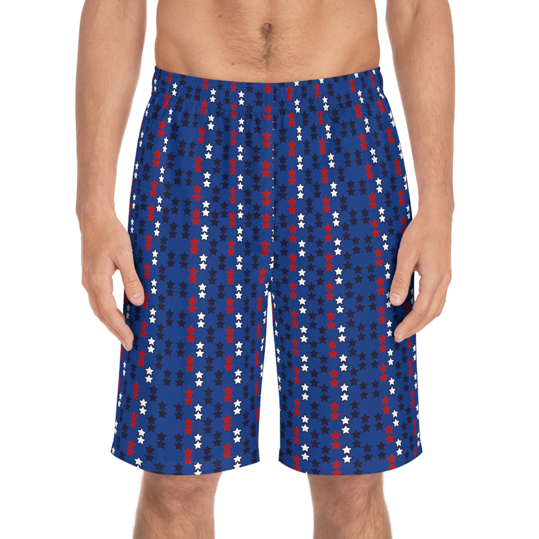 Royal blue star print board shorts for men