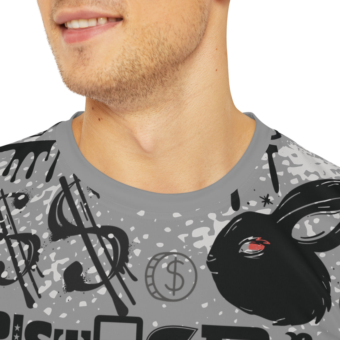 Grey Graphic Polar Men's Polyester Tee (AOP)