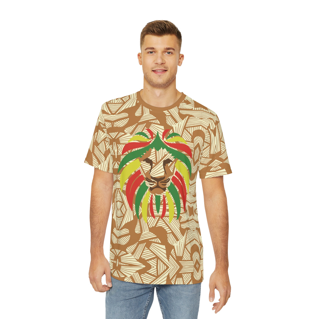 Tussock Men's Rasta Lion Portrait Polyester Tee (AOP)