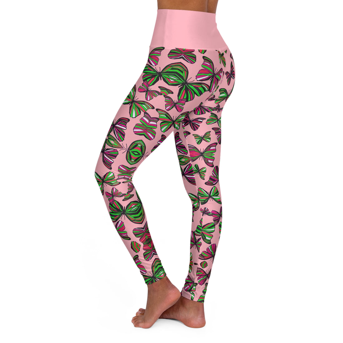 Blush Butterfly Kaleidoscope Yoga Leggings