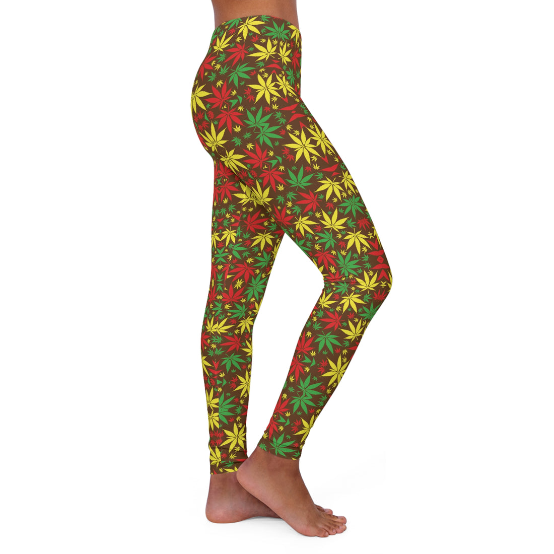 Brown Tropical Rasta Toned Spandex Leggings