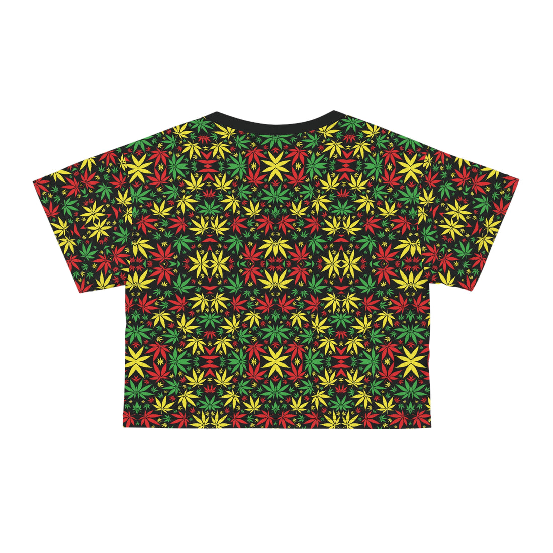 Black Tropical Rasta Toned AOP Crop Tee