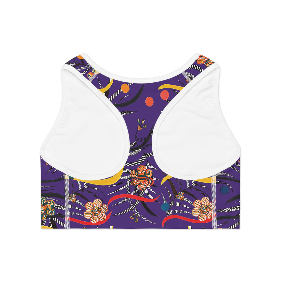 Purple Wilderness Print Racer Back (AOP) Sports Bra