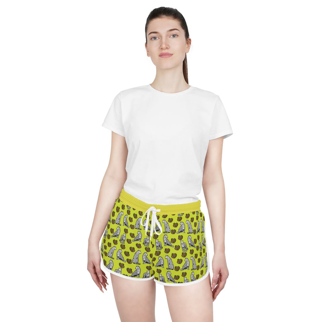 Lime Cheetah Hearts Relaxed Shorts