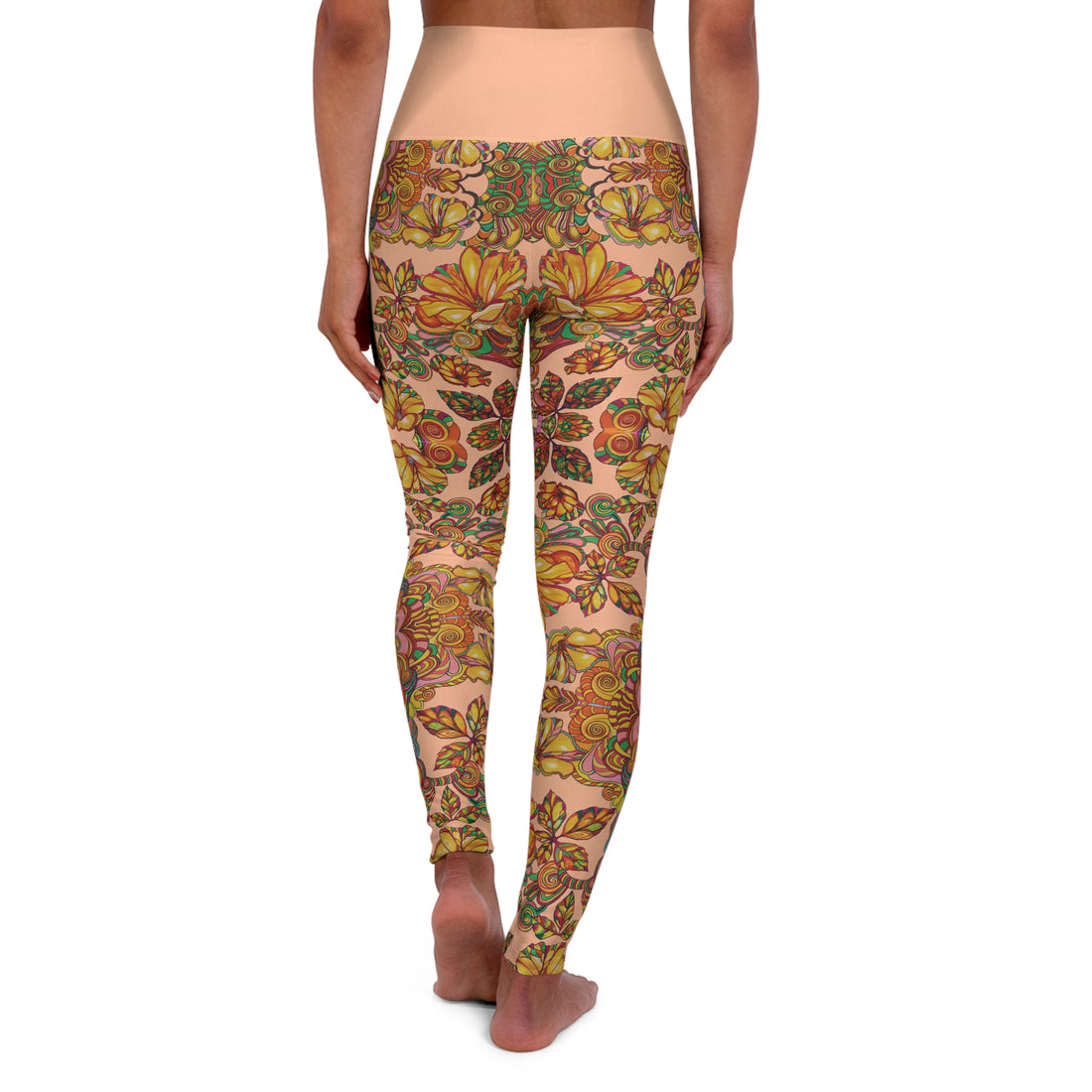 Peach Fuzz Artsy Floral Yoga Leggings