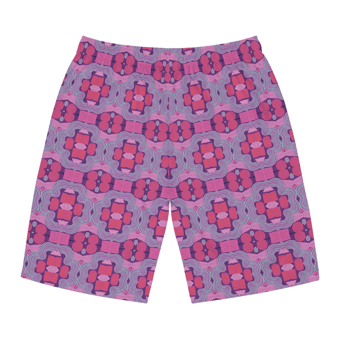 Lilac Bloom Geometric Print Men's Board Shorts (AOP)