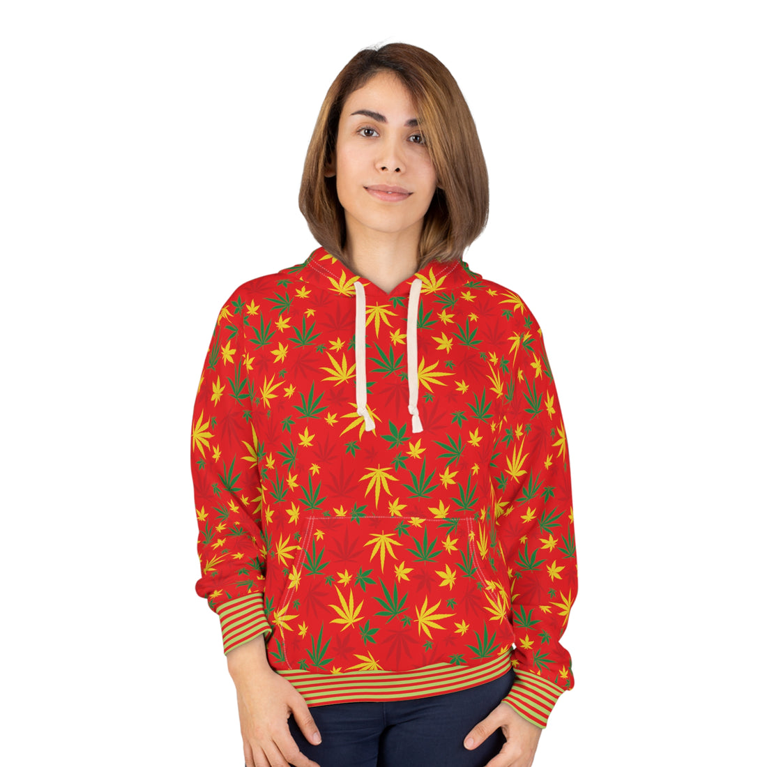 Red Tropical Rasta Toned Pullover Hoodie