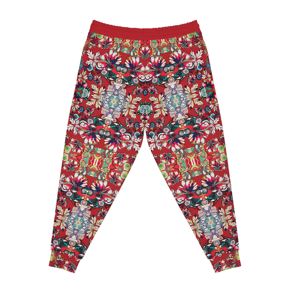 Deep Red Graphic Floral Pop AOP Joggers