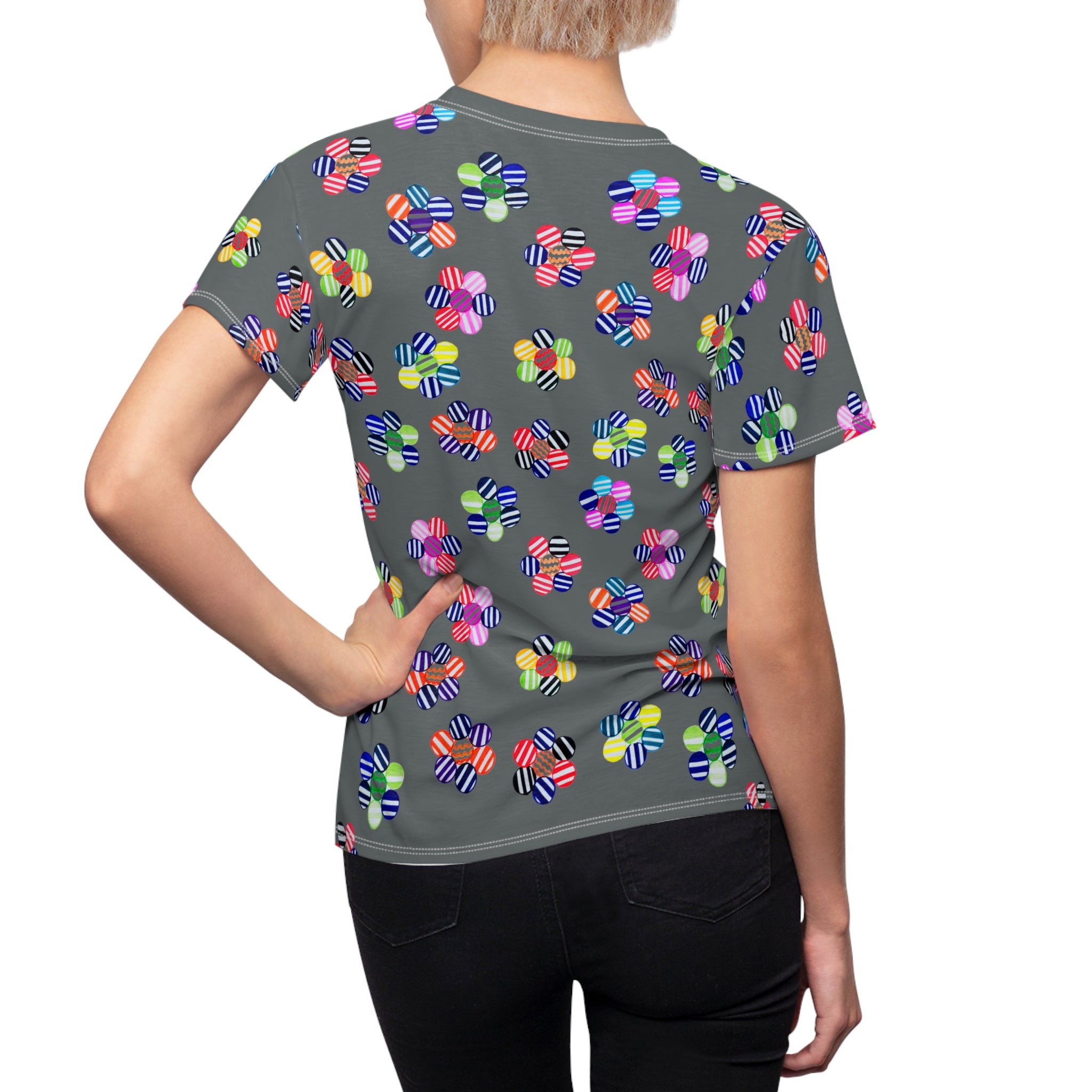 Ash Candy Floral AOP Women's Cap Sleeves T-shirt
