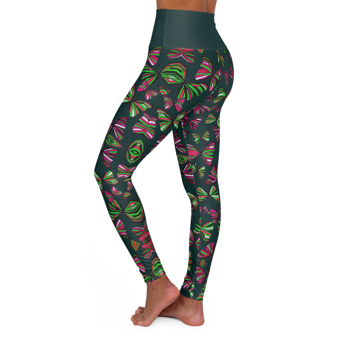 Bottle Green Butterfly Kaleidoscope Yoga Leggings