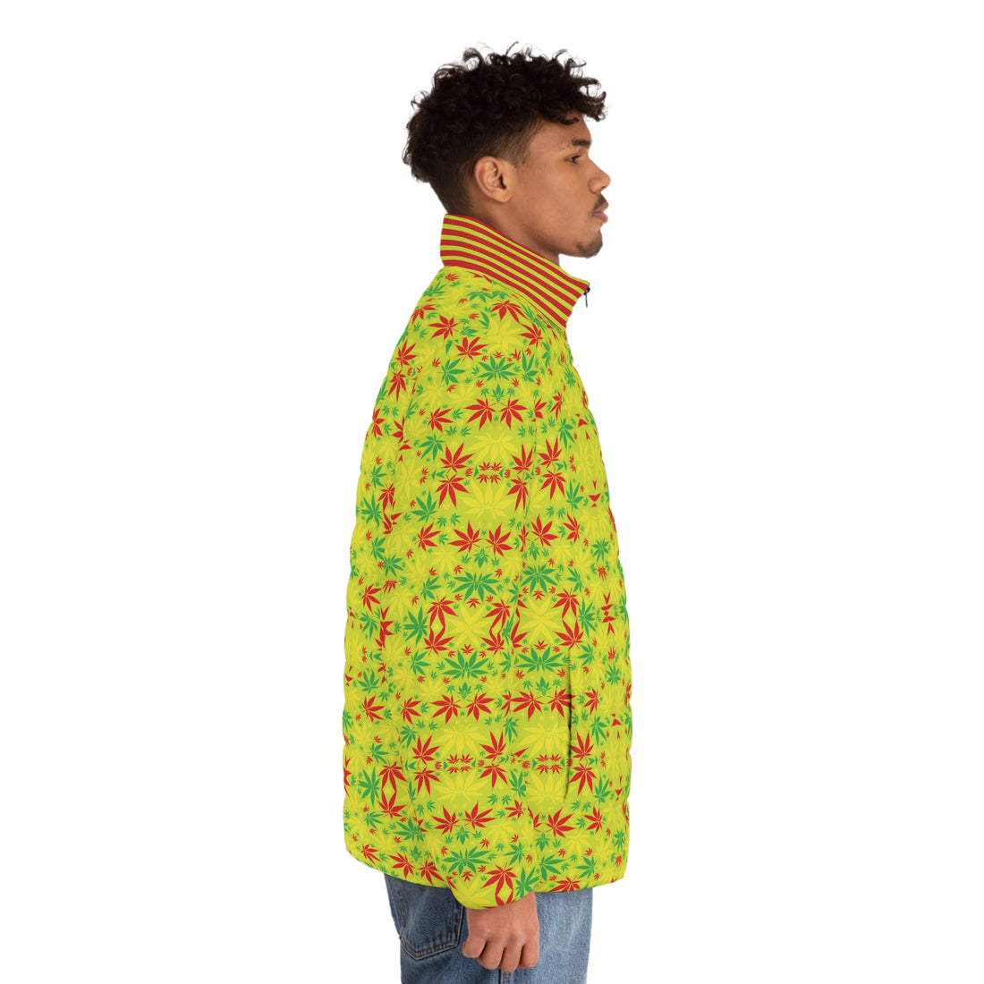 Lime Tropical Rasta Toned Men's Puffer Jacket