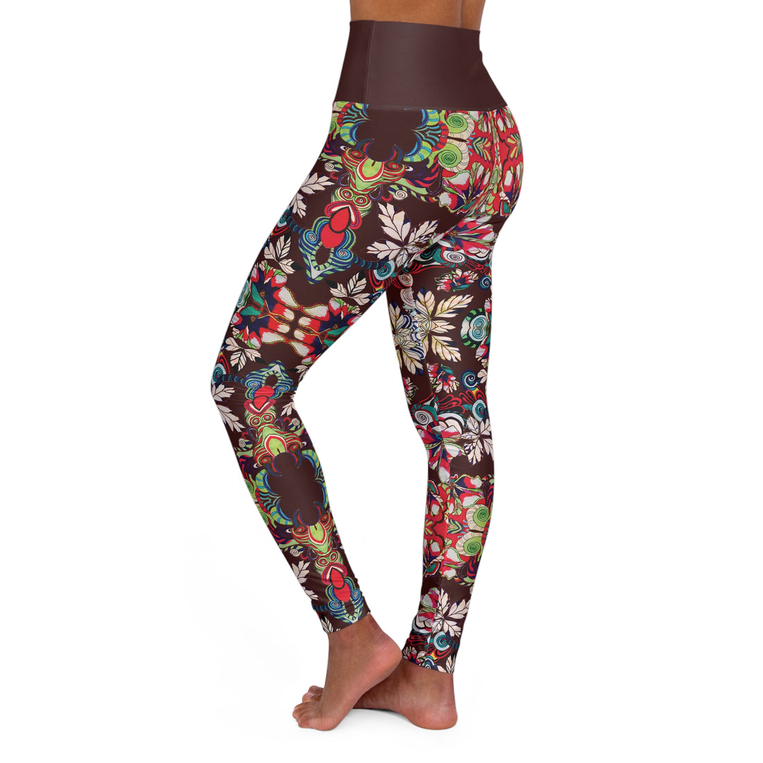 Marsala Graphic Floral Yoga Leggings