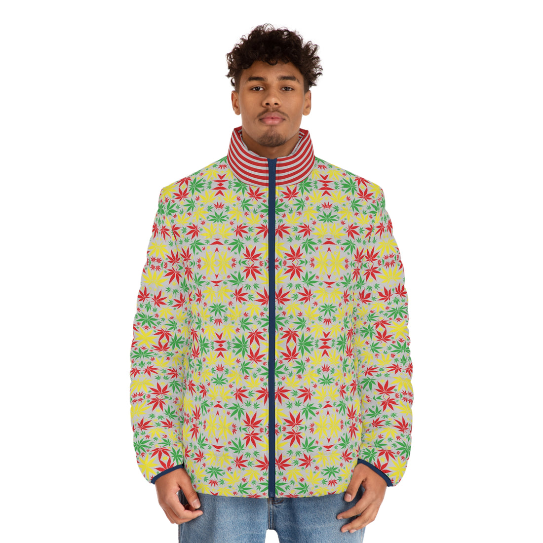 Slate Tropical Rasta Toned Men's Puffer Jacket