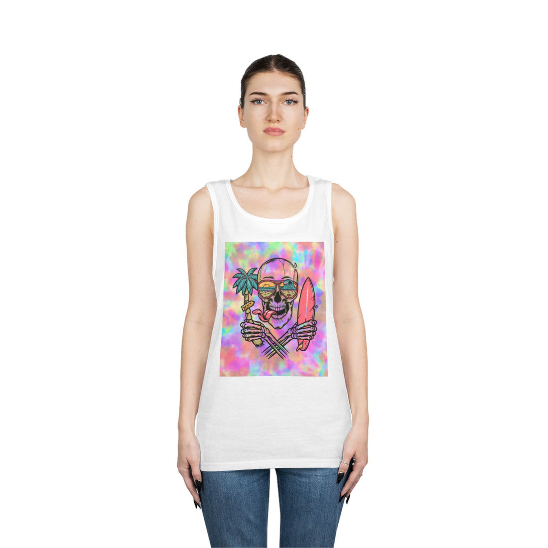 Tye Dye Skull Print Unisex Tank Top