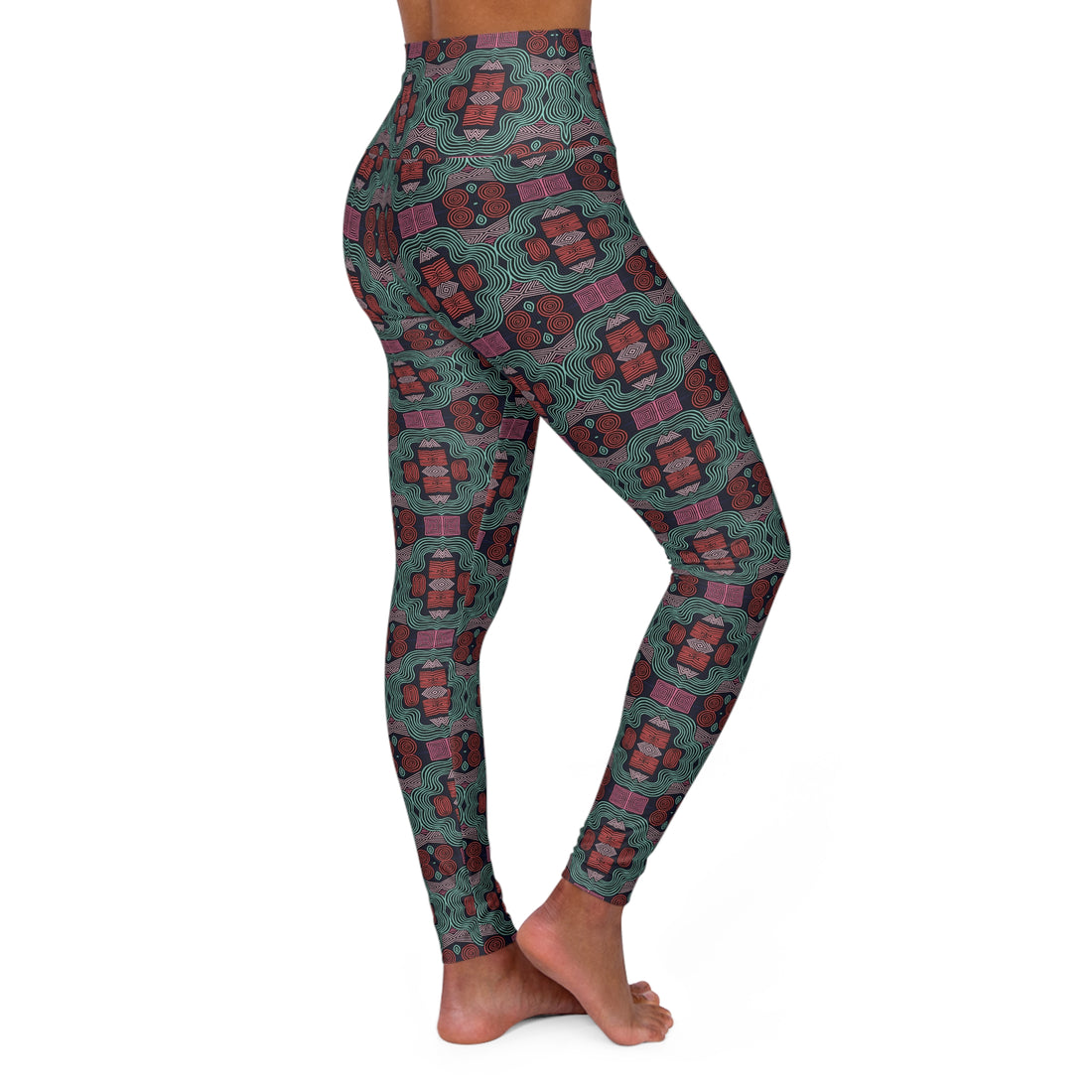 Black Geometric Print Yoga Leggings