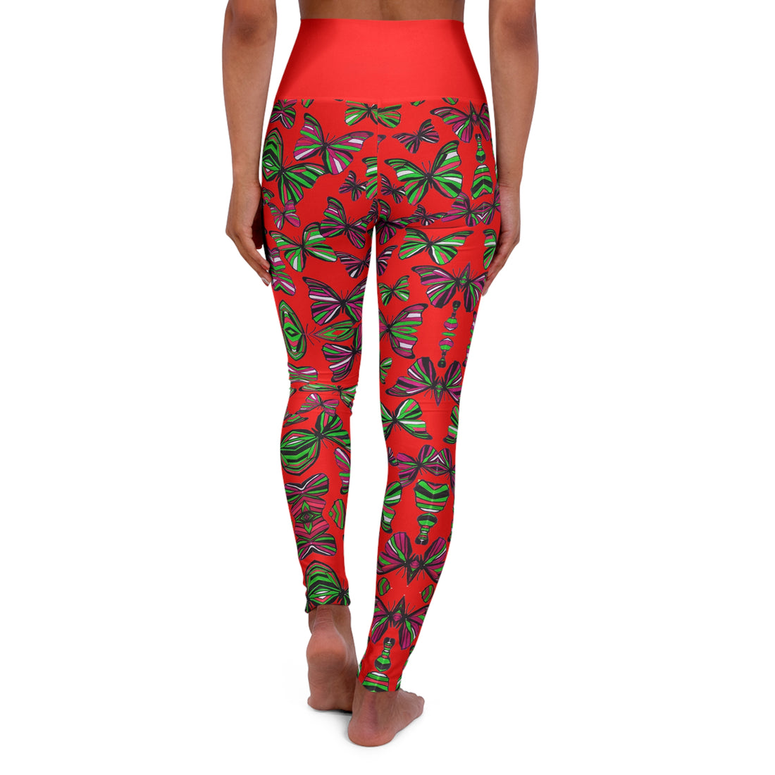 Red butterfly kaleidoscope Yoga Leggings