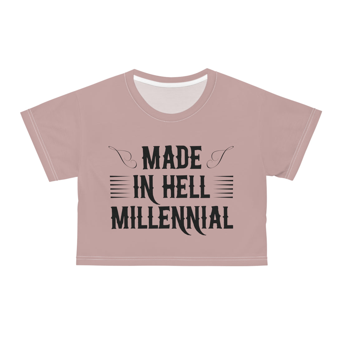 Taupe Millennial AOP Crop Tee