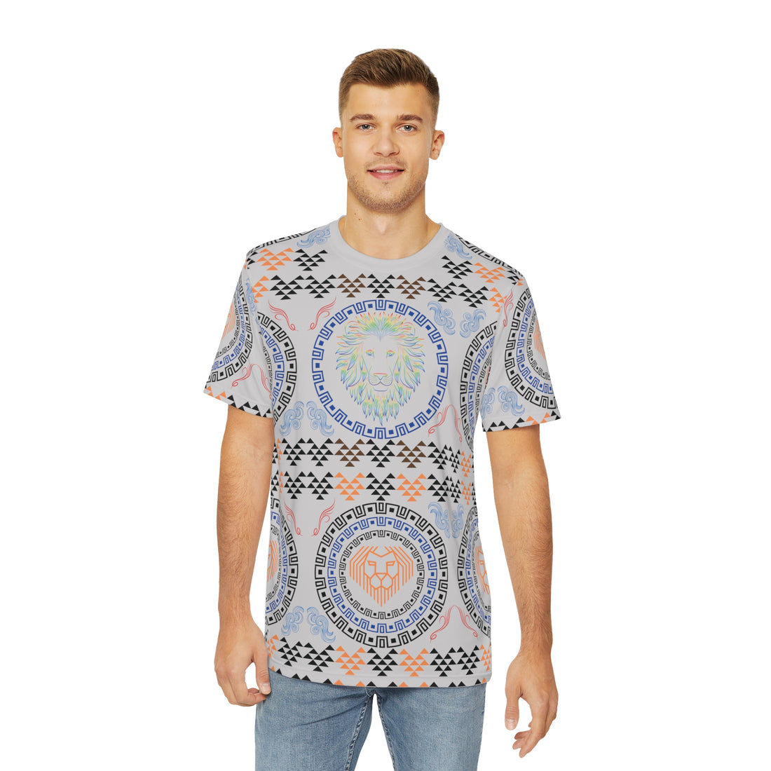 Slate Geo Lion Head Polyester Tee (AOP)