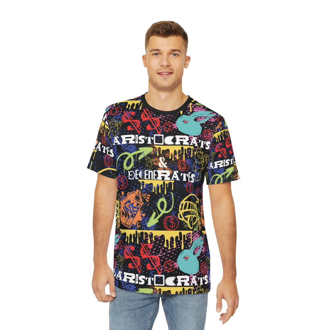 Black Graphic Polar Men's Polyester Tee (AOP)