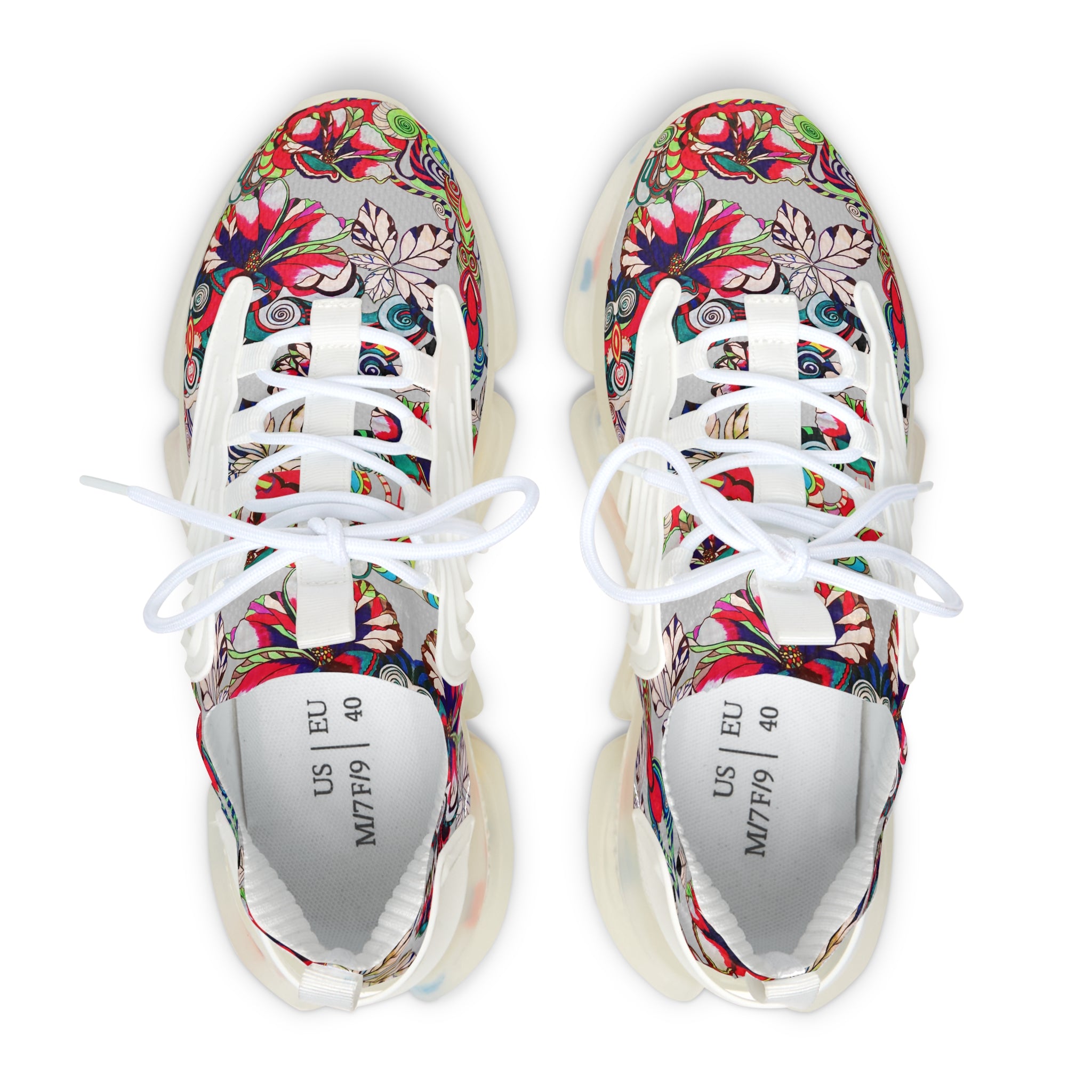 Slate Floral Pop OTT Women's Mesh Knit Sneakers