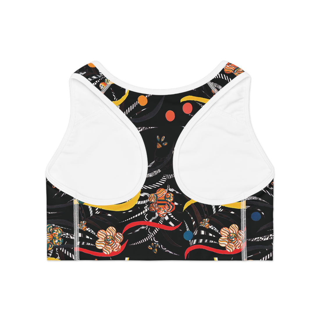 Black Wilderness Print Racer Back (AOP) Sports Bra