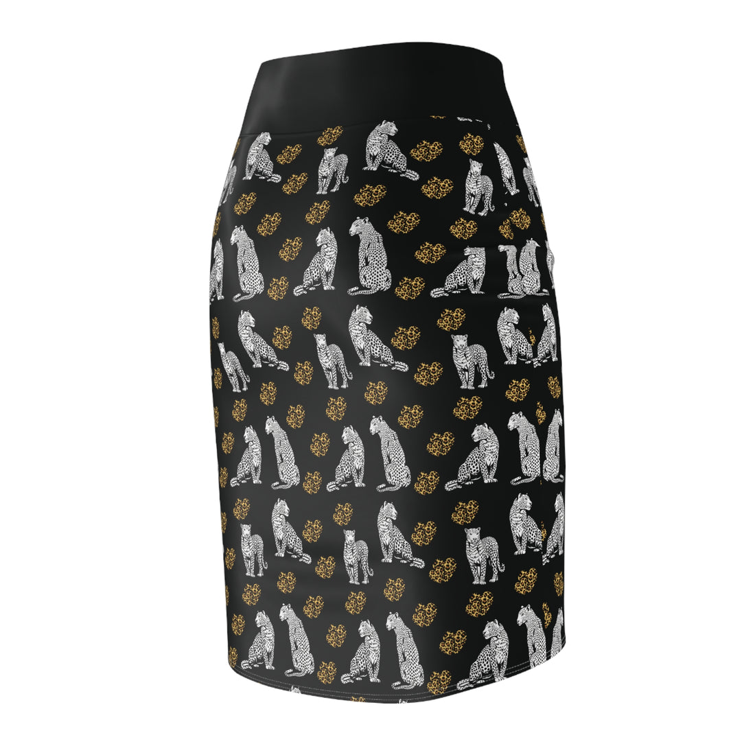 Black Cheetah Hearts Pencil Skirt