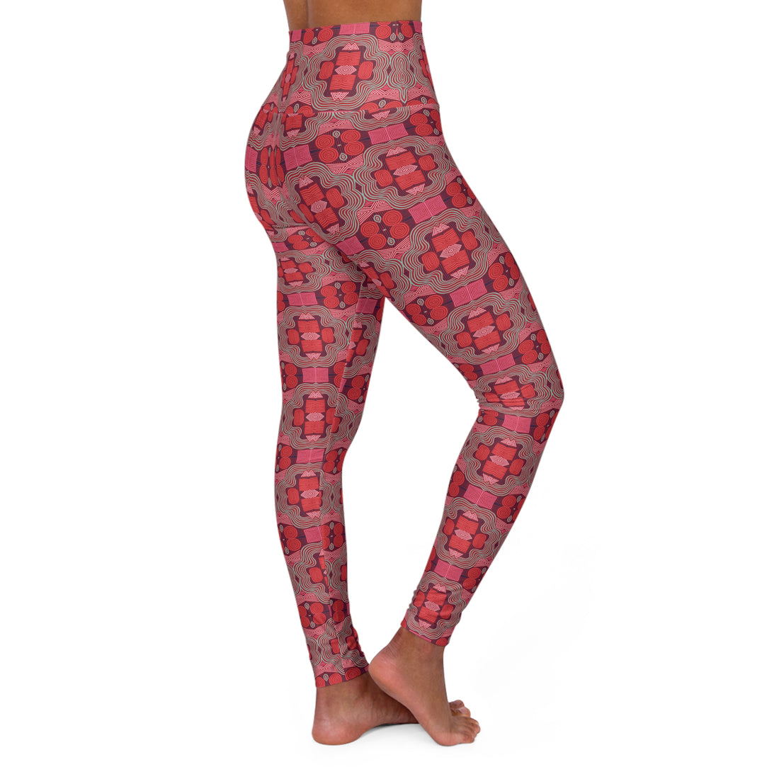 Red Geometric Print Yoga Leggings