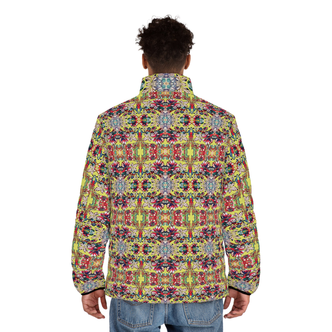 Canary Floral Pop Men's Puffer Jacket