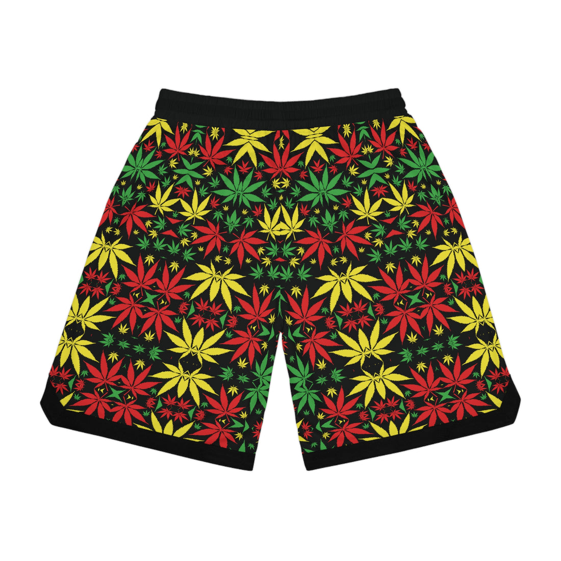 Black Rasta Toned  Basketball Rib Shorts (AOP)