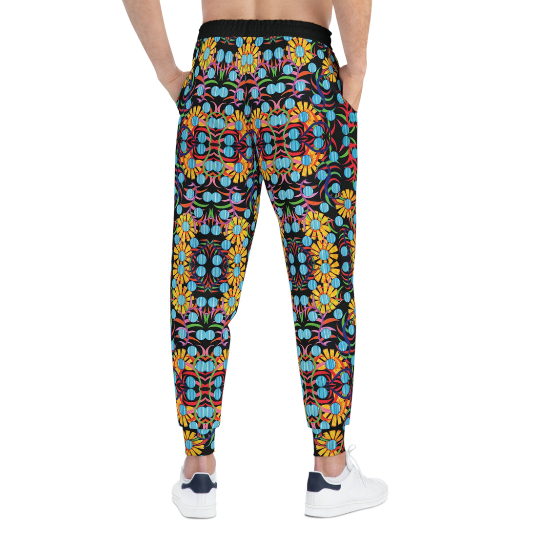 Black AOP Sunflower Print Joggers