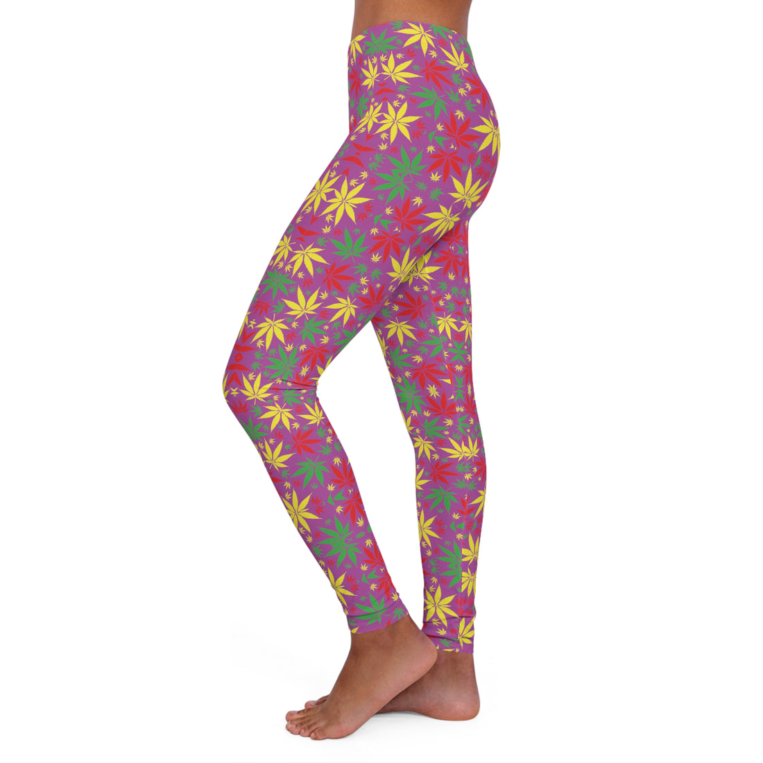 Lilac Bloom Tropical Rasta Toned Spandex Leggings