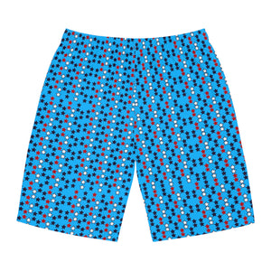 Aqua Blue Star Print Men's Board Shorts (AOP)