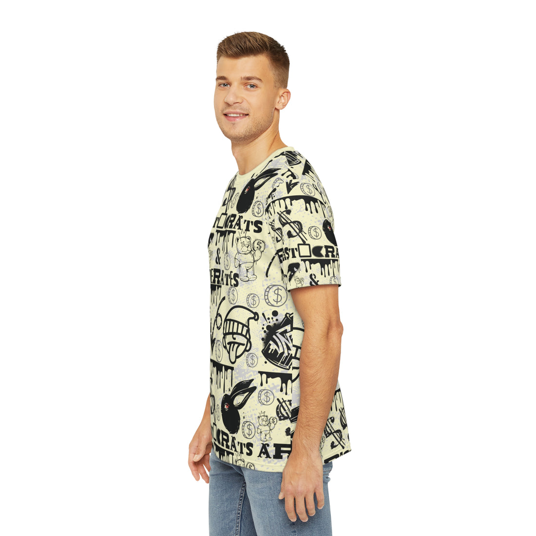 Cream Graphic Polar Men's Polyester Tee (AOP)