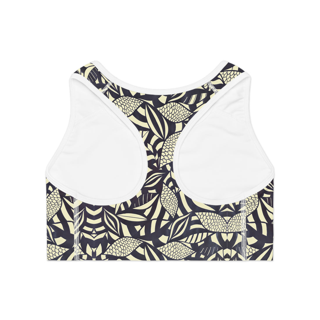 Cream Tropical Minimalist Racerback (AOP) Sports Bra