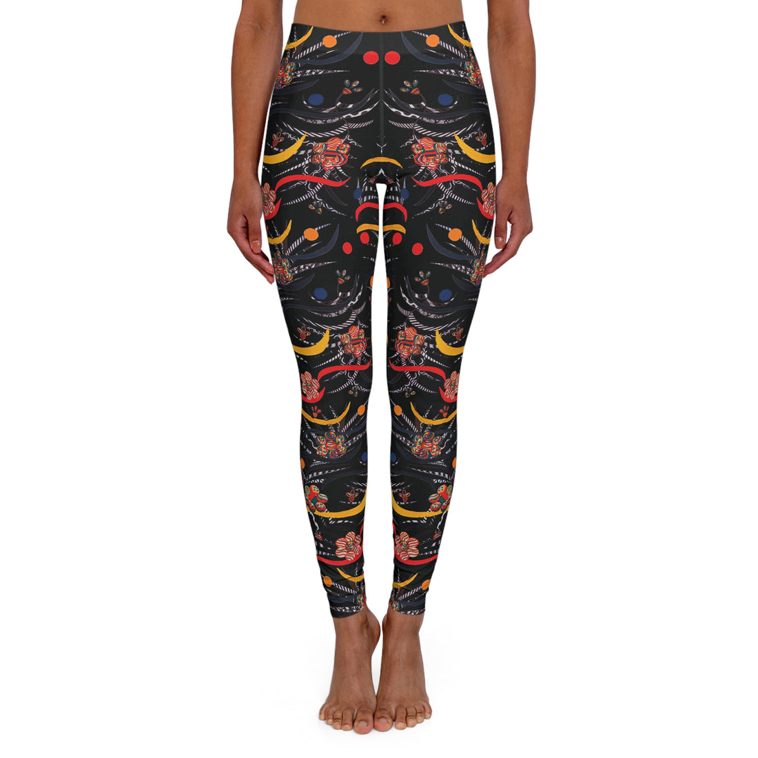 Black Wilderness Print Spandex Leggings