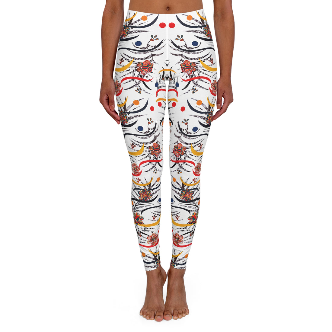 White Wilderness Print Spandex Leggings