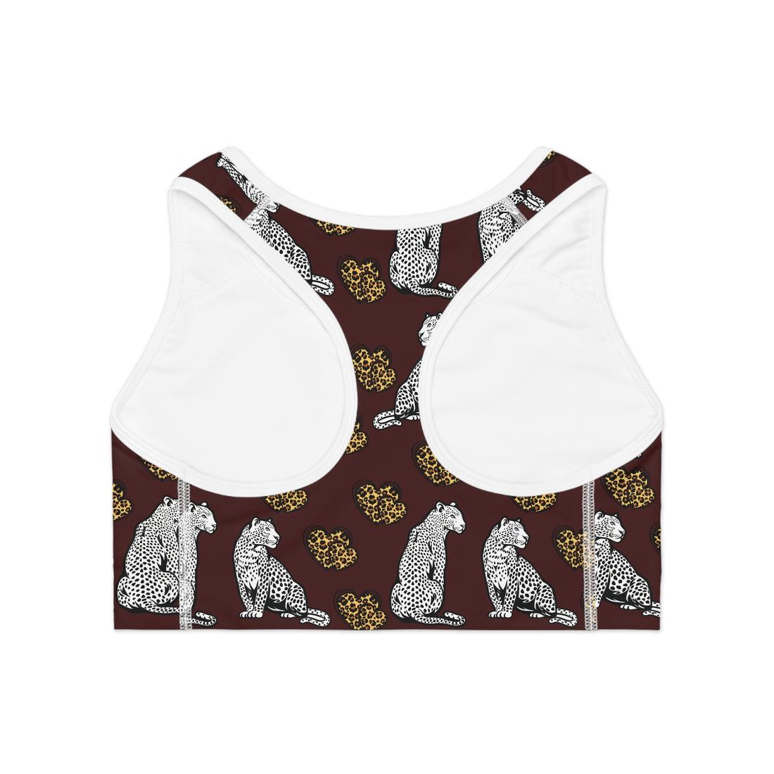 Marsala Cheetah Hearts (AOP) Sports Bra