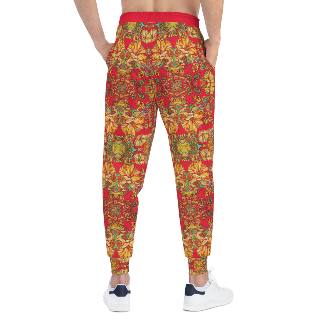 Red AOP Artsy Floral Joggers