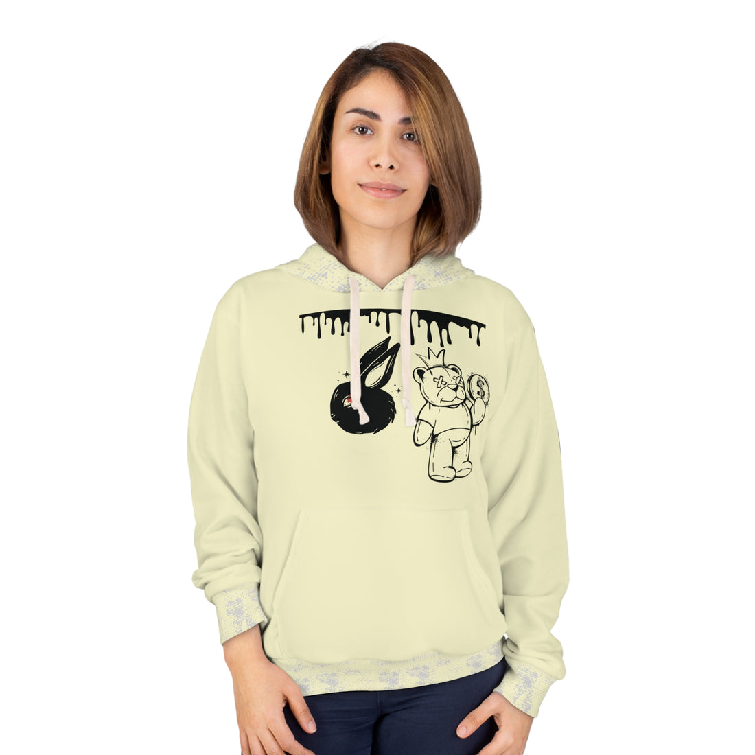 Cream Graphic Polar Placement Pullover Hoodie