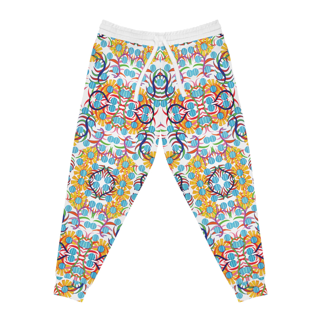 White AOP Sunflower Print Joggers