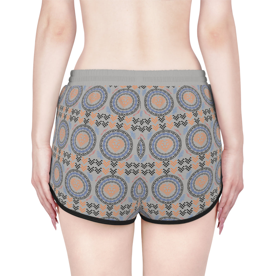 Slate Geo Lion Head Relaxed Gym Shorts