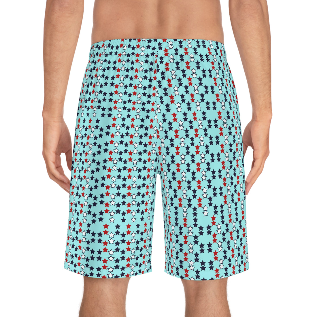 Icy Blue Star Print Men's Board Shorts (AOP)