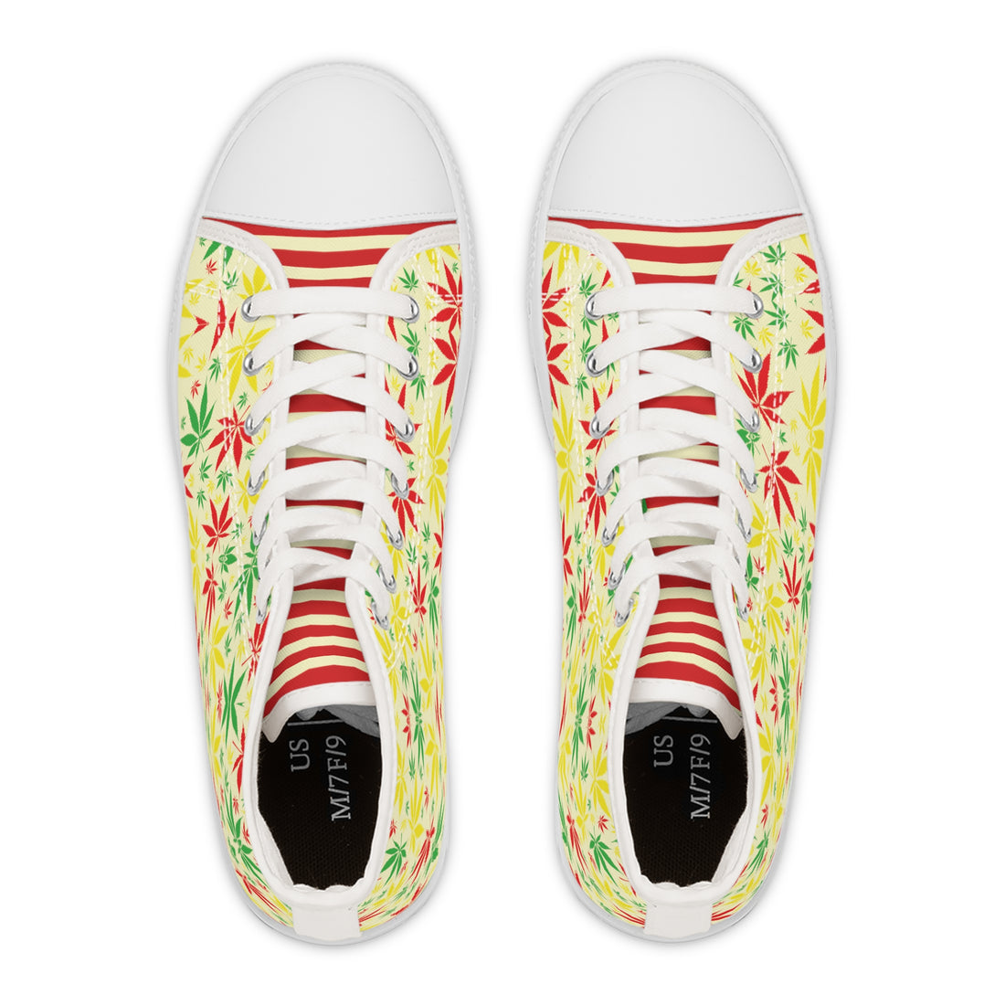 Cream Tropical Rasta Toned Women's High Top Sneakers