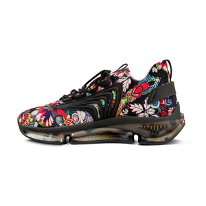 Black Floral Pop OTT Men's Mesh Knit Sneakers
